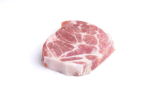 Carne Fresca Maiale Cruda Sfondo Bianco — Foto Stock