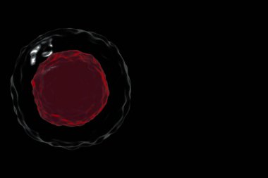 Siyah zemin üzerinde kök hücrelerin 3 boyutlu modeli. Tıbbi illüstrasyon kavramı.