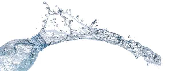 Geïsoleerd Van Water Spatten Van Fles Witte Achtergrond — Stockfoto