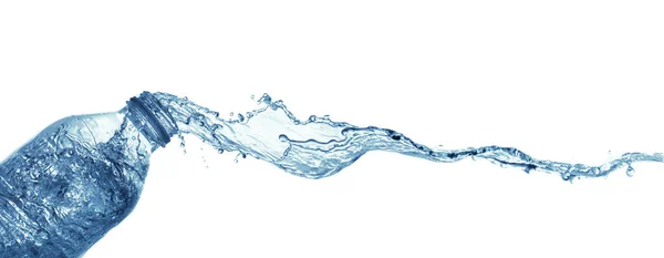 Izolált Víz Fröccsenő Formában Palack Fehér Alapon — Stock Fotó