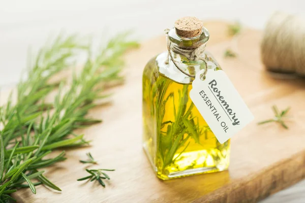 Rosemary Essential Oil Tag Rustic Style — Stock Photo, Image