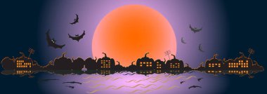 Cadılar Bayramı afiş kopya alanı kadar sahte. Web sitesi ürkütücü veya banner şablon. Vektör çizim