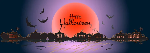 Illustration Eines Fröhlichen Halloween Banners Website Gespenstisch Oder Banner Vorlage — Stockvektor