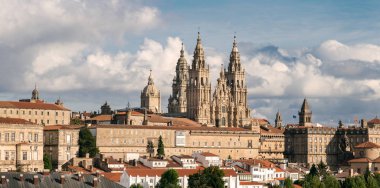 Santiago de Compostela Katedrali yeni cephe geri. Hacılar kader Camino de Santiago Galicia İspanya