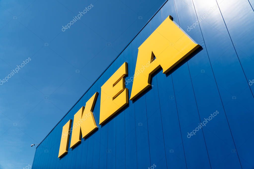 Coruna, Spain; april 01 2019: IKEA sign on a facade on sunny day