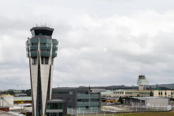 Santiago de Compostela, Spain. April 19 2019: Control tower of Santiago de Compostela airport