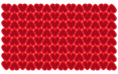 Geometrik kalp desenli kırmızı arka plan. Dikişsiz arka plan vektörÜ İllüstrasyon