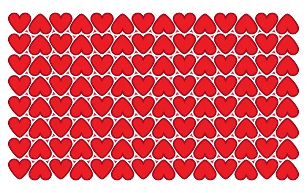 기하학적 심장 패턴이있는 빨간색 배경입니다. 원활한 배경 벡터 일러스트레이션 — 스톡 벡터