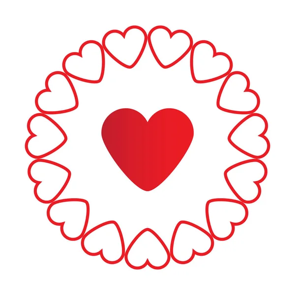 Roseta decorativa com corações isolados em fundo branco. Ilustração vetorial EPS 10 —  Vetores de Stock
