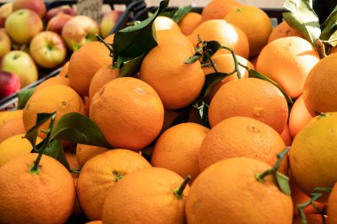 Çiftçi pazarında taze organik portakal