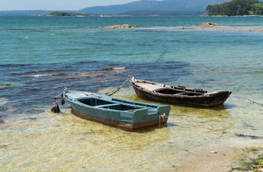 Rias Baixas Deniz manzara, Chalanas adlı iki küçük tekneler ile Galiçya
