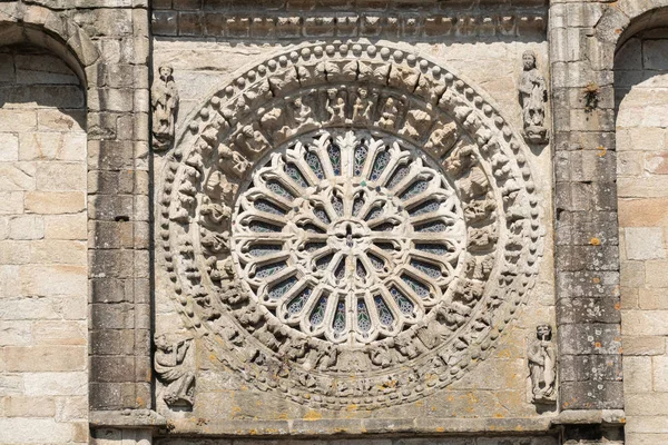 Rosetta Stile Gotico Pietra Vetro Chiesa Antica Noia Galizia Spagna — Foto Stock
