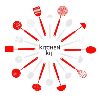 Mutfak eşyaları seti. Alay etmek