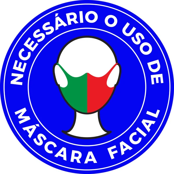 Ícone Cabeça Humana Usando Máscara Protetora Com Bandeira Portugal Texto —  Vetores de Stock