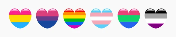 Icon Set Von Hör Form Flaggen Pansexueller Bisexueller Homosexueller Transgender — Stockvektor