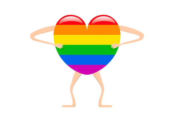 Représentation Humaine Rainbow Heart Forme Illustration Vectorielle Dessin Animé Lgbtq — Image vectorielle