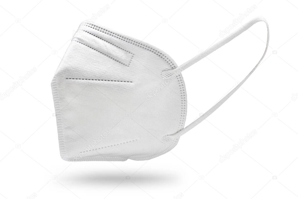 KN95 FFP2 Face mask isolated on white background. Protection against Coronavirus Covid-19