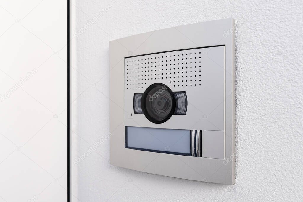 Video camera intercom in the entry of a building or house. Security system