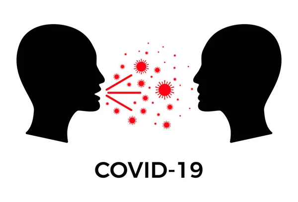 Konsep Infeksi Coronavirus Covid Dua Kepala Satu Terinfeksi Virus Tetesan - Stok Vektor