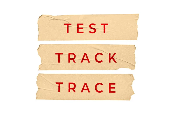 Test Trace Track Concept Tape Stickers Text Isolated White Background — Stock Photo, Image