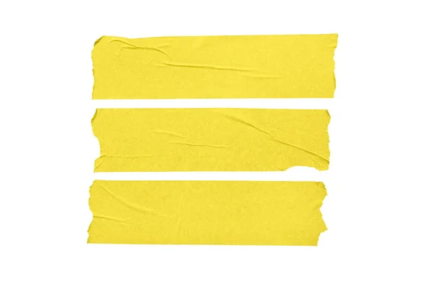 Sada Žlutých Prázdných Páskových Štítků Izolovaných Bílém Pozadí Šablona Pro — Stock fotografie