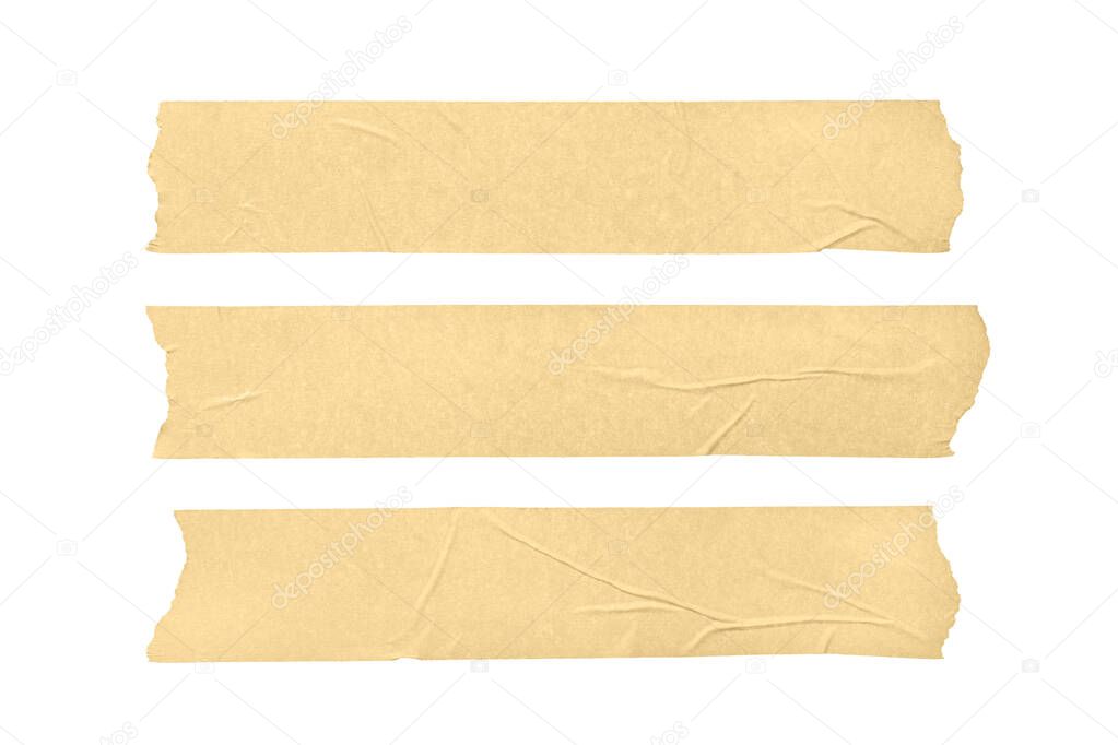 Set of three blank masking tape isolated on white background. Mock up template