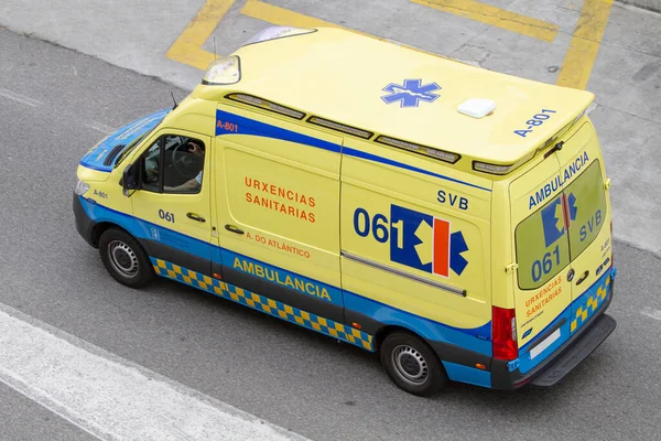 Сантьяго Компостела Испания Июля 2020 Ambulance Galicia Health Care Road — стоковое фото