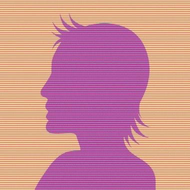 Kadın silueti TV dizilerinin arka planına bakıyor. Düz vektör illüstrasyonu