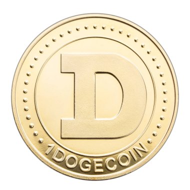 Beyaz arkaplanda izole edilmiş Dogecoin parası