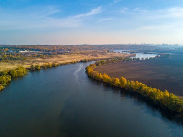 Drone Veduta Del Fiume Mosca Vicino Dzerzhninsky City Mosca Regione — Foto Stock