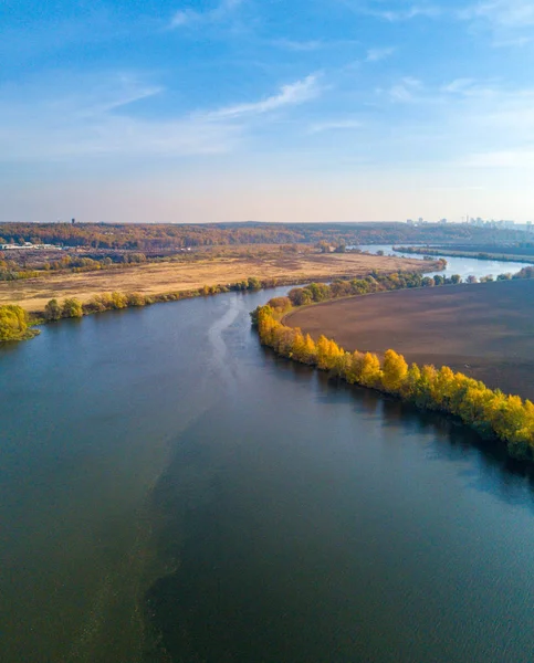 Drone Veduta Del Fiume Mosca Vicino Dzerzhninsky City Mosca Regione — Foto Stock