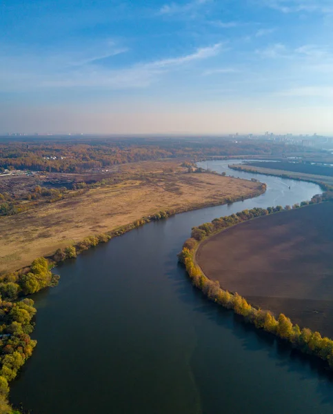 Vue Par Drone Rivière Moscou Près Ville Dzerzhninsky Dans Région — Photo