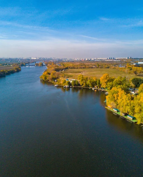 Drone Vista Rio Moscou Perto Cidade Dzerzhninsky Região Moscou Rússia — Fotografia de Stock