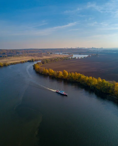 Drone Weergave Van Moskou Rivier Buurt Van Dzerzhninsky Stad Moskou — Stockfoto