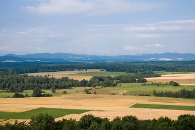 View from Czartowska Skaa (463 m above sea level), one of the most characteristic basalt hills in the Kaczawskie Foothills in Poland.