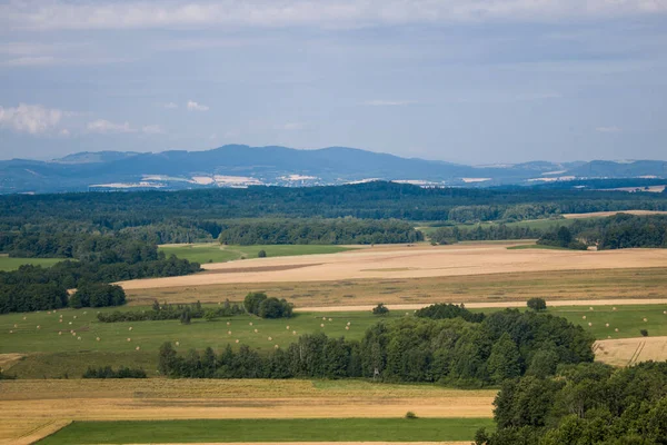 View from Czartowska Skaa (463 m above sea level), one of the most characteristic basalt hills in the Kaczawskie Foothills in Poland.