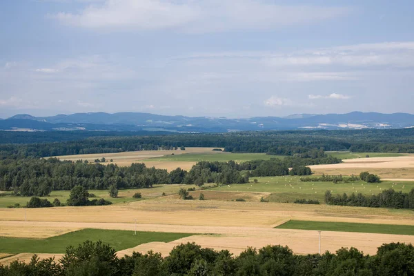 View from Czartowska Skaa (463 m above sea level), one of the most characteristic basalt hills in the Kaczawskie Foothills in Poland.