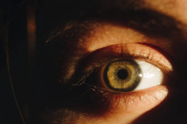 Menschliches Auge Detail Weibliches Makroauge Nahaufnahme Das Spiel Von Licht — Stockfoto