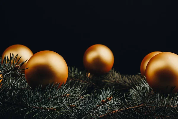 Navidad Año Nuevo Decoraciones Juguete Bola Oro Rama Árbol Piel — Foto de Stock