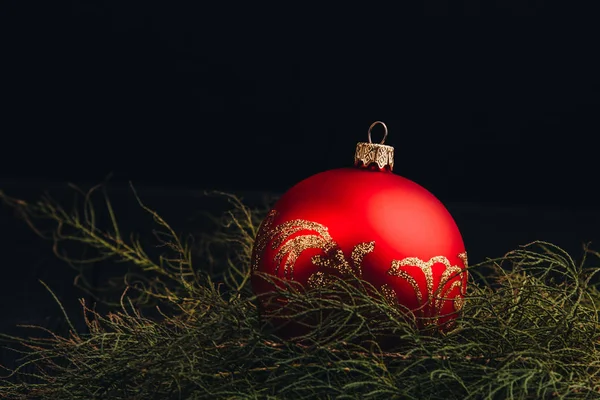 Navidad Composición Decoración Año Nuevo Vista Superior Ramas Árbol Piel — Foto de Stock