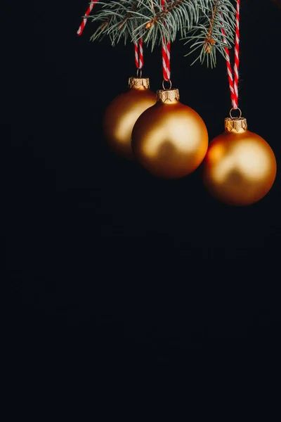 Navidad Tarjeta Regalo Año Nuevo Ramas Abeto Decoración Con Bolas — Foto de Stock