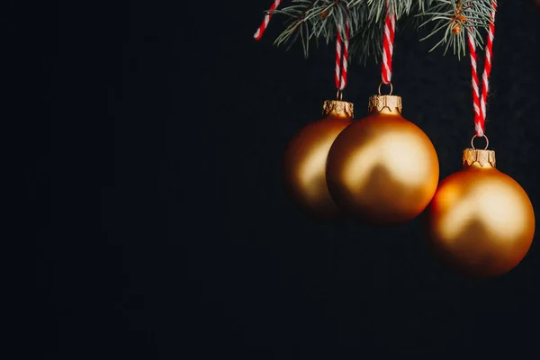 Navidad Tarjeta Regalo Año Nuevo Ramas Abeto Decoración Con Bolas — Foto de Stock