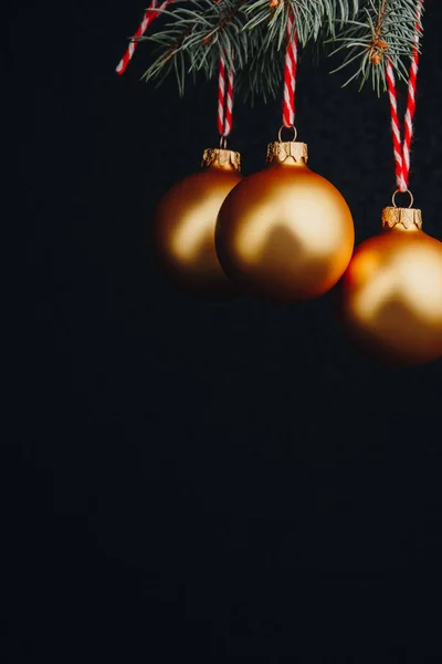 Navidad Tarjeta Regalo Año Nuevo Ramas Abeto Decoración Con Bolas — Foto de Stock