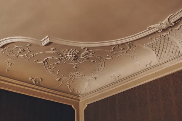 luxury pattern stucco on the wall and ceiling. interior texture, background