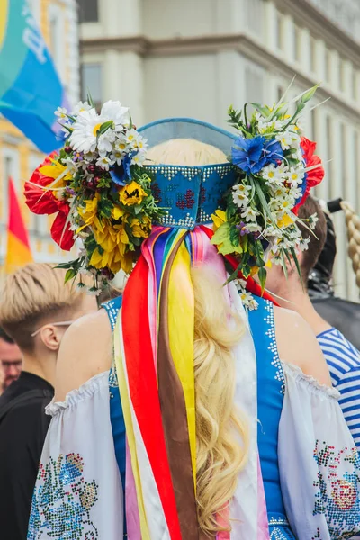 Киев, Украина, 06.23.2019. ЛГБТ-парад, Марш равенства за права геев, лесбиянок, трансвеститов. Гендерные небинарные люди борются за права — стоковое фото