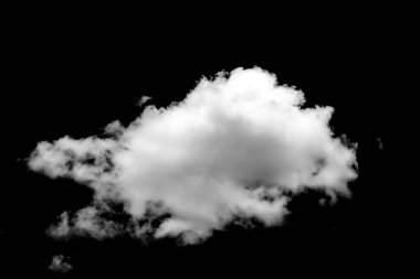 Beyaz bulut siyah arkaplanda izole olmuş gerçekçi bir bulut.