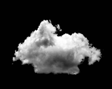 Beyaz bulut siyah arkaplanda izole olmuş gerçekçi bir bulut.