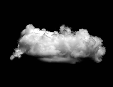 Beyaz bulut siyah arkaplanda izole olmuş gerçekçi bir bulut