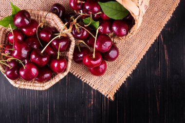 Arkaplan için taze kirazlar