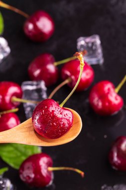 Arkaplan için taze kirazlar